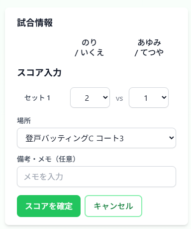 スコア入力